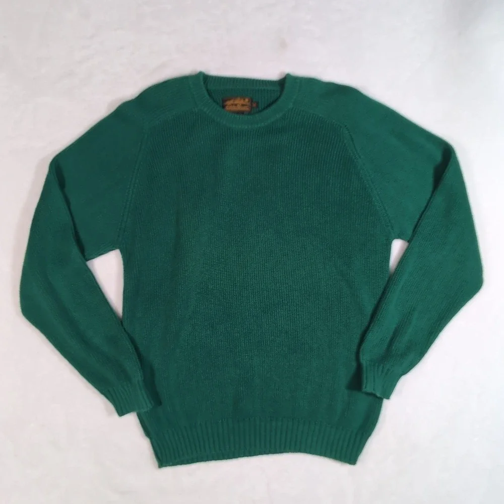 Eddie Bauer Shaker Knit Sweater Mens L Tall Preppy Chunky Fisherman Vintage 80s - Picture 2 of 8
